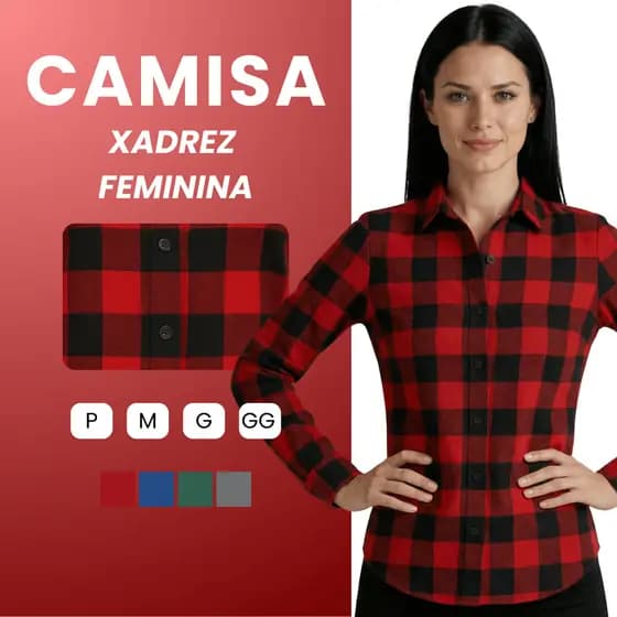 Camisa Feminina Xadrez Casual Country Moderna Flanela