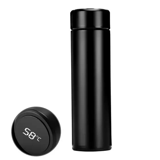 Garrafa Térmica Inox Inteligente Com Medidor De Temperatura Ideal Para Viagens Escritório 500 Ml