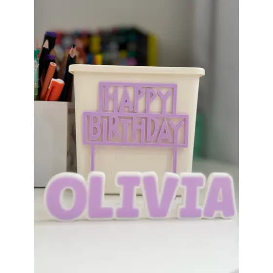 Placa topo topper bolo e nome de mesa personalizado