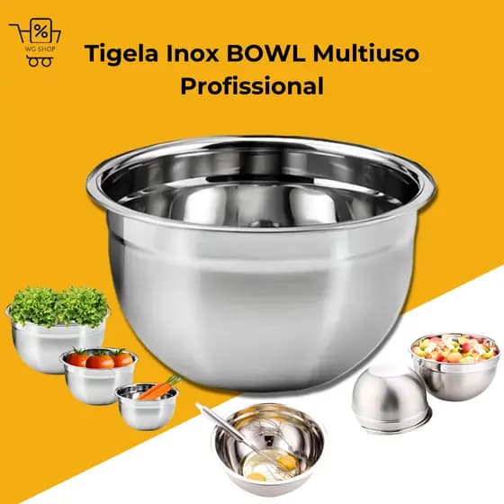Tigela Aço Inox Bowl Funda Multiuso Redonda Saladeira Confeitaria Cozinha Profissional