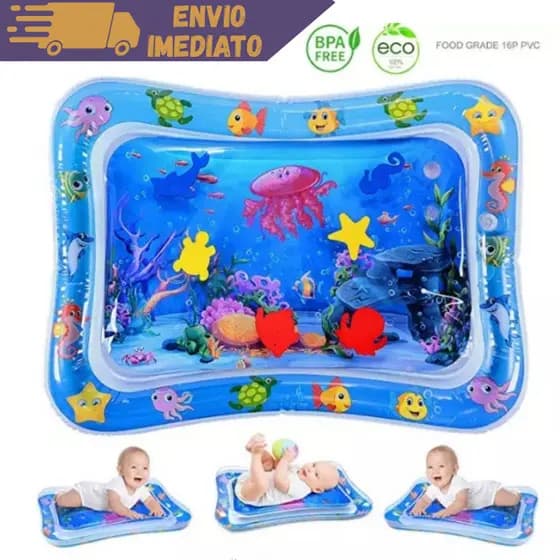 Tapete De Atividades Para Bebês Inflável Interativo Aquario Almofada Sensorial Menino e Menina