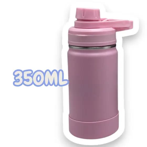 Garrafa De Água 350ml Aço Inox Parede Dupla Isolada Térmica c/ Capinha Silicone