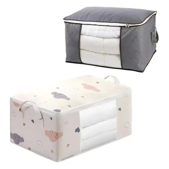 Kit 2 Saco Organizador De Armário Cobertor Edredom Com Visor Transparente