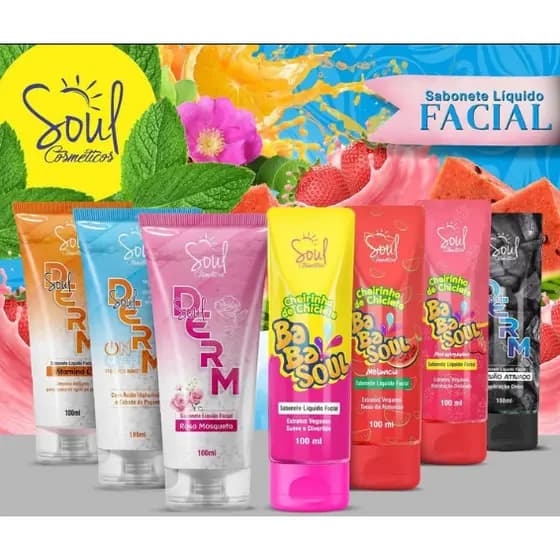 KIT com 12 Sabonete Líquido Facial Soul Derm Limpeza Profunda e Hidratação