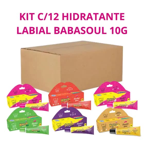 Kit com 12 Hidratante Labial Babasoul 10g Soul Cosméticos