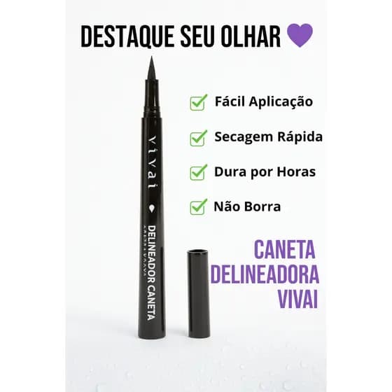 Delineador Líquido em Caneta Vivai | Preto Intenso, à Prova D’Água e de Longa Duração