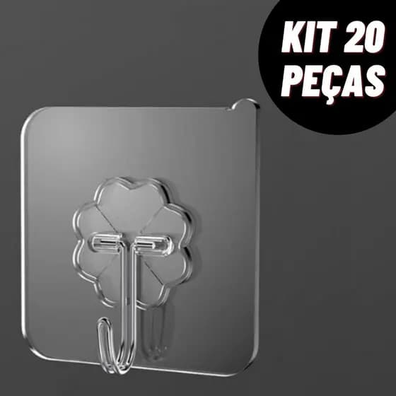 Kit Ganchos Adesivo Parede Super Aderência Transparente