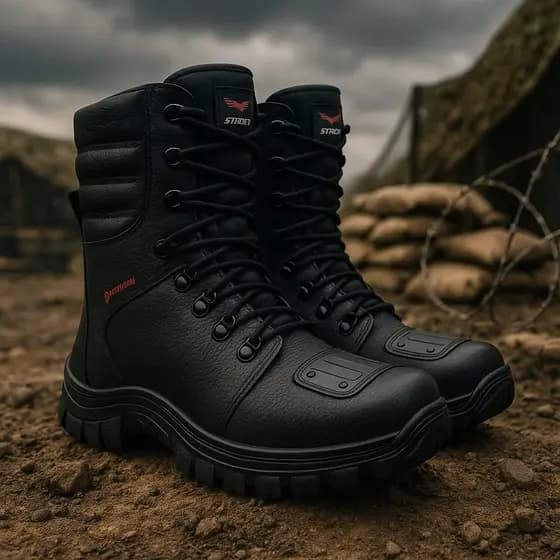 Bota Cuturno Militar Masculina Em Couro Legitimo Tática Cano Alto