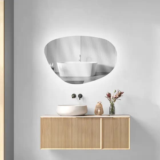 Espelho Com Led Traseiro Orgânico Moderno 60x80cm Maquiagem