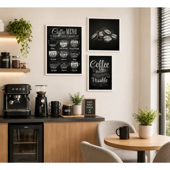 Quadro Decorativo Cantinho do Café Para Cozinha Área Gourmet Frases Café