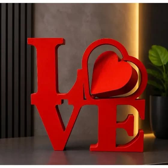 LOVE Decorativo com Coração Giratório - Presente Romântico e Decoração Encantadora
