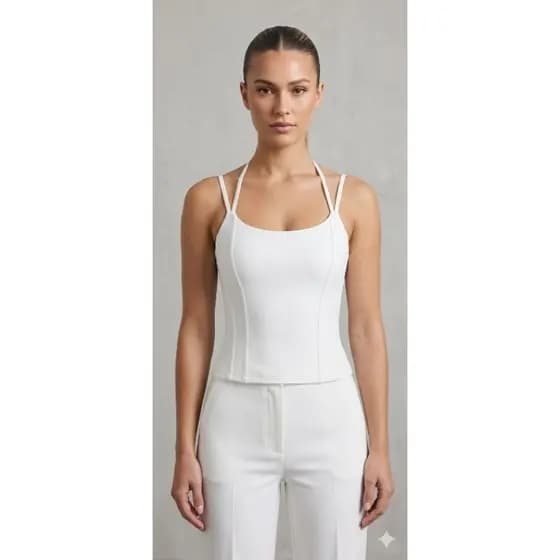 Corset Feminino, Suplex Cropped e Regata Alcinha Toque Poliamida – Moda Bloguerinha Tendência Verão