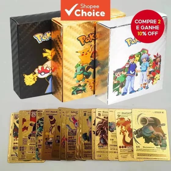 Cartas Pokemon Metal Gold Vmax GX Energy Card Charizard Pikachu Coleção Rara Treinador De Batalha