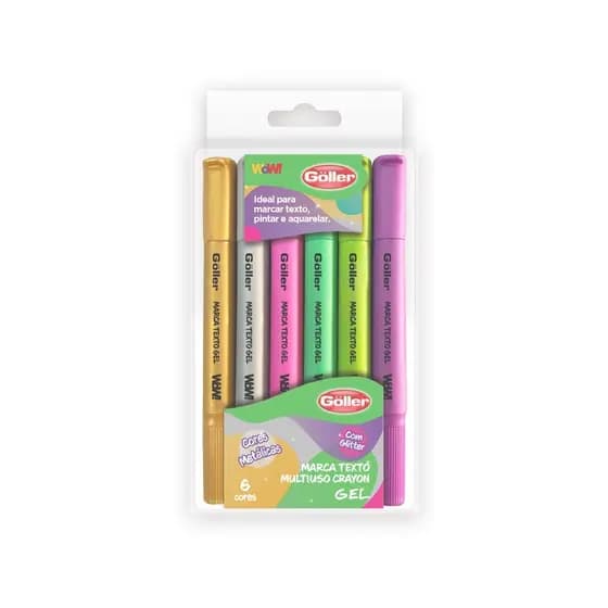 Marca Texto Gel Wow Metálic Com 6 Unidades Göller