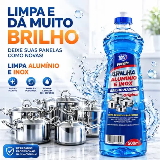 Limpa Inox Alumínio ProVita 500ml Remove Gordura Manchas Crostas Brilho Panelas cozinha limpeza