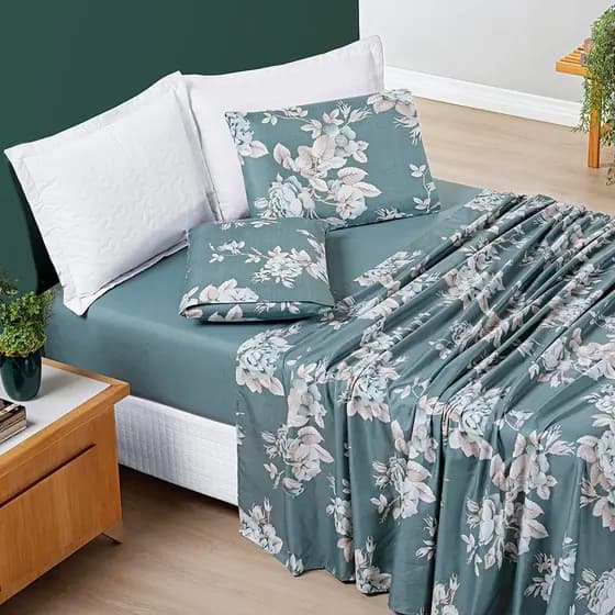 Jogo De Lençol Cama Casal King 4 Peças Avere Micropercal 200 Fios