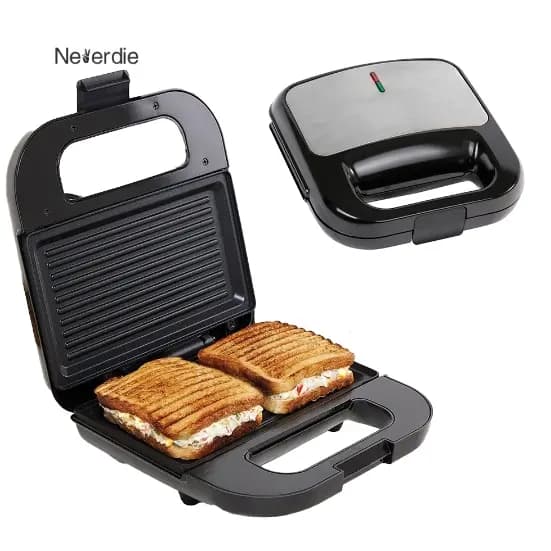 Grill Sanduicheira Eletrica Antiaderente 750w Inox 110v 220v Chapa Misto Quente Sanduicheira