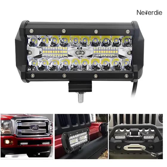 Farol De Barra Alto Potencia 40 LED 120w 12-60V 17cm IP65 Branco Frio