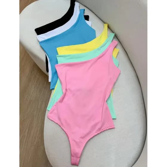 Body Blusa Mula Manca Um Ombro Malha Dupla Alta Qualidade