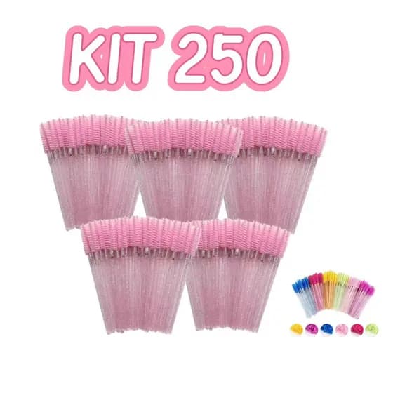 250 Escovinhas com glitter Alongamento de Cílios é Sobrancelha Descartável