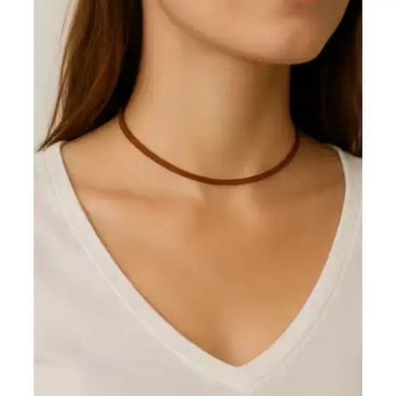Colar Choker Camurça Courinho Fino