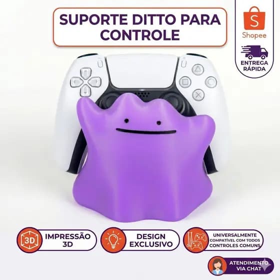 Suporte de Controle Pokémon Ditto – PS5, PS4, Xbox e Nintendo Switch Pro Controller