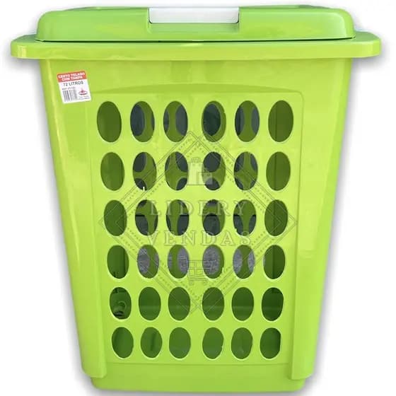 Cesto De Roupa Organizador Com Tampa 72 Litros Organizadores Lavanderia Multiuso