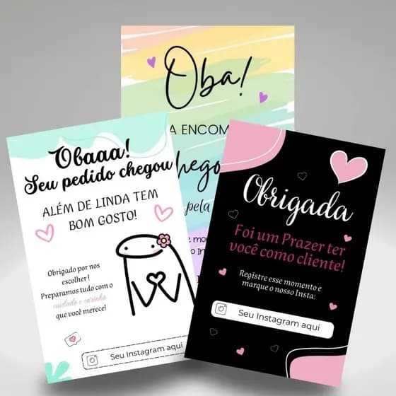 Tags Cartões de Agradecimentos Personalizados 5x8cm