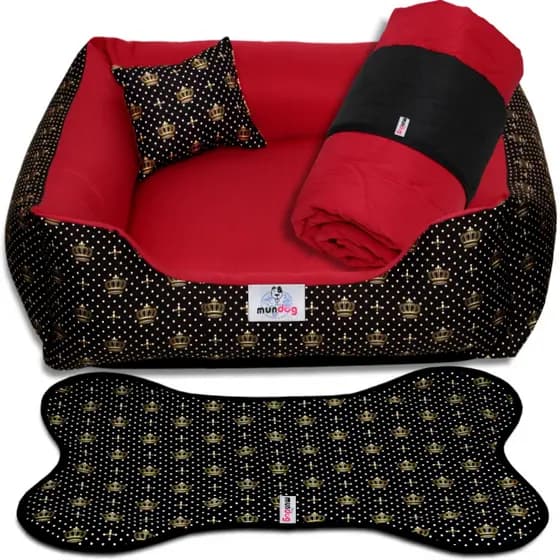 Cama Caminha Pet Cachorro Gato Kit Gold 04 Peças Tamanho GG Com Zíper Lavável