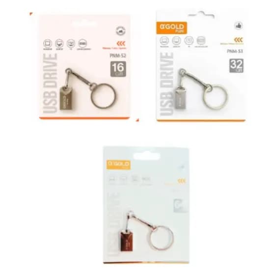 A'Gold Pendrive USB Drive PNM-53 Plug & Play Chaveiro - Compatível com TV, PC, Som Automotivo