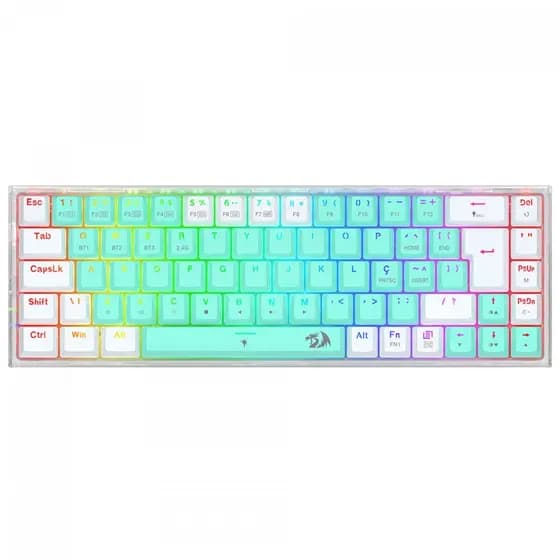 Teclado Mecânico Gamer Redragon Castor Pro RGB Br/Menta K631