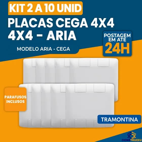 Kit Placa Cega 4x4 Linha Aria Tampo Tomada Eletrica - TRAMONTINA