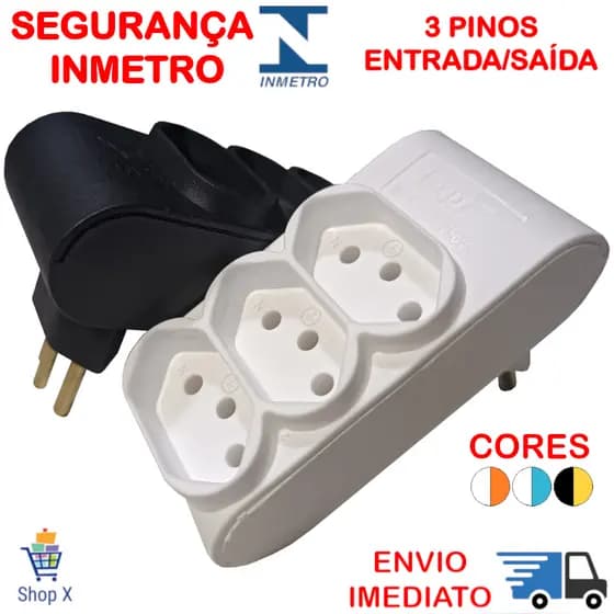 Pino Multiplicador de Tomadas Bivolt Adaptador de Tomadas 3 Pinos Cores Benjamim