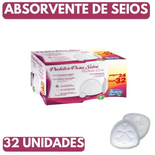 Absorvente Protetor Para Seios Nature Care C/ 32 Unidades Toque Macio