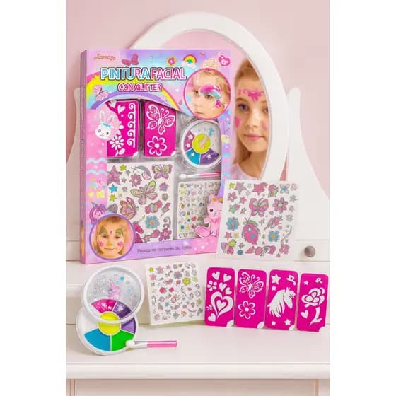 Kit de Maquiagem e Tatuagem Infantil com Pintura Facial Adesivos e Estênceis Diversão Segura e Criativa para as Criança