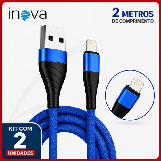 Kit 2 Cabos Carregador Celular iPhone Original Inova 2 Metros