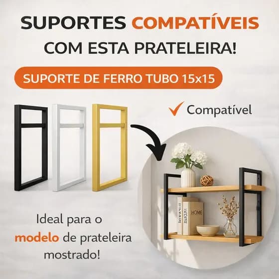 Suporte Para Prateleiras Estrutura Em Aço Estilo Industrial Decorativo Kit com 2 Unidade 20x20mm