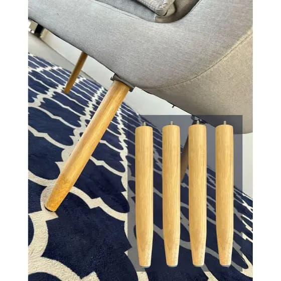 kit 4 Pés Palito em Madeira Para Racks, Poltronas, Puff, Mesas Kit com 4 Pés e Chapas