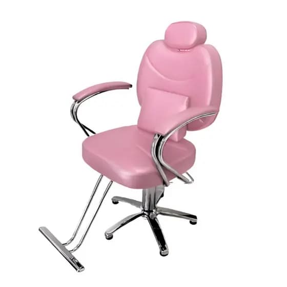 Cadeira Barbeiro Cabelereiro Reclinável Poltrona Salão Maquiagem Base Estrela Rosa Importway Iwcbbe