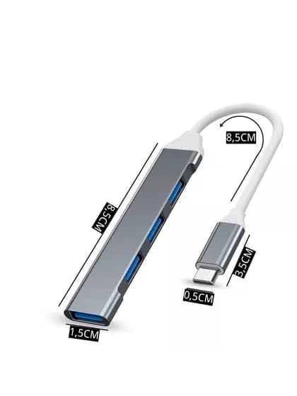 Hub USB Tipo C 4 Portas 3.0 e 2.0 Adaptador Notebook PC Expansor USB Alta Velocidade