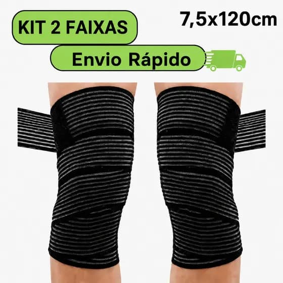 KIT COM 2 UNIDADES - FAIXA DE COMPRESSÃO ELÁSTICA - 7,5cm x 120cm - Joelho/Tornozelo/Panturrilha TOP