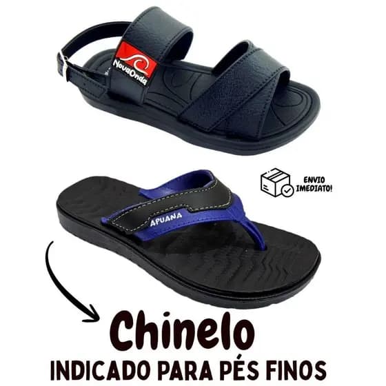 Kit 2 Pares sandalia Masculino Papete Nova Onda + Chinelo Detalhe Infantil Menino Dedo Lado APuana