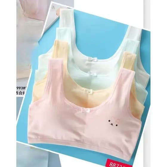 Top Sutiã Infantil Juvenil Menina com Bojo Algodão 6-14 anos kit 1 a 3 peças