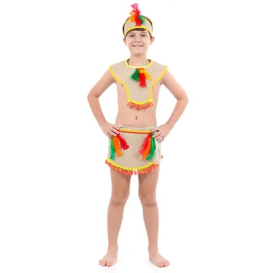 Fantasia Infantil Índio Brasileiro Pala E Cocar Abrakadabra