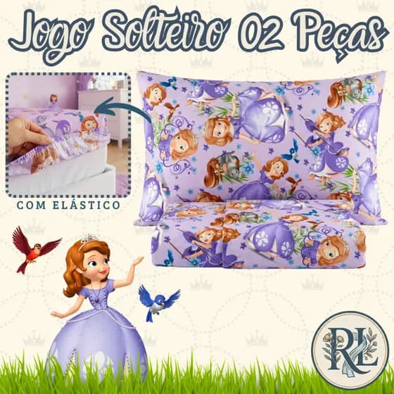 Jogo de Cama Solteiro 2 Peças Infantil (Lençol Parte de Baixo + Fronha)