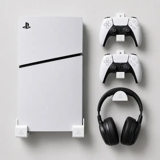 Suporte PS5 Slim de Parede Suporte Gamer Minimalista Suporte Console Fone Controles Playstation
