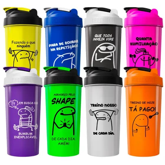 Coqueteleira Memes Divertidos - Garrafinha Academia Shaker