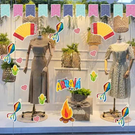 Kit Adesivos Festa Junina/Julina Arraiá Para Vitrine Vinil