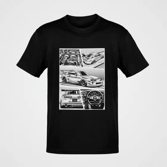 Camiseta Masculina Carro Detalhes Quadrinhos Estampada