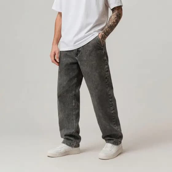 Calça Balão Jeans Masculina Grafite Marmorizada Streetwear Larga Skatista 36 ao 48